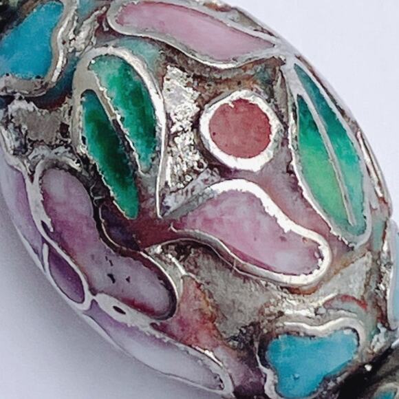 Vintage Mid Century Cloisonné Hat Pin AB Glass Beads Floral Stick Pin 1950s - Picture 8 of 16